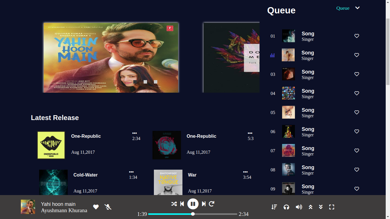 Music Player Website (Front-End)